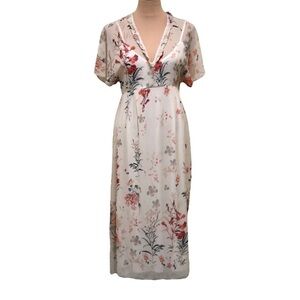 NWT Queen B Maternity London Midi Dress Size UK 10 US 6 Cream Floral